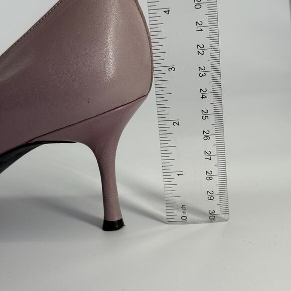 Y2K Gunmetal Italy Heels Size 6.5 EU 37 Pink Purple‎ Kitten Bow Pointed Toe - Picture 10 of 10